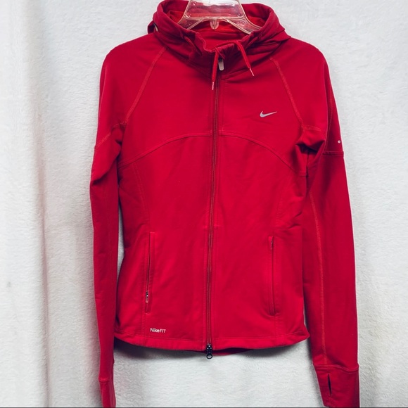 Nike Tops - Nike Fit Hooded Top Reflective a7 Thumb Holes S